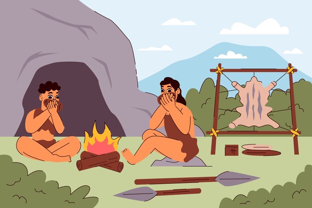 Ręcznie rysowane ilustracja paleolitu