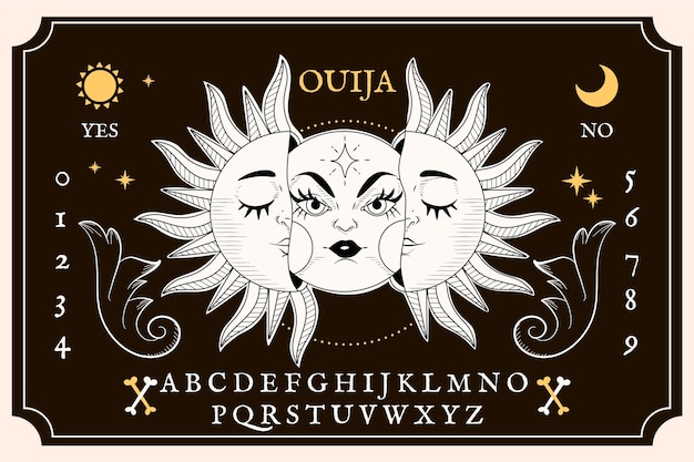 Ręcznie rysowane ilustracja planszy ouija