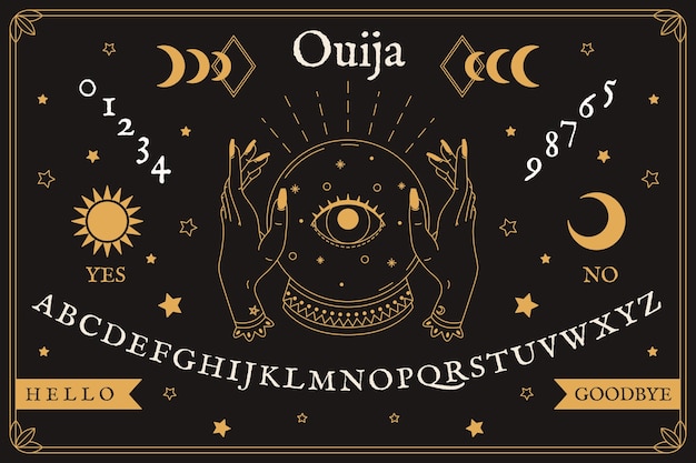 Ręcznie rysowane ilustracja planszy ouija