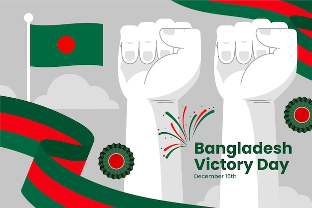 Ręcznie rysowane ilustracja płaski dzień zwycięstwa Bangladeszu