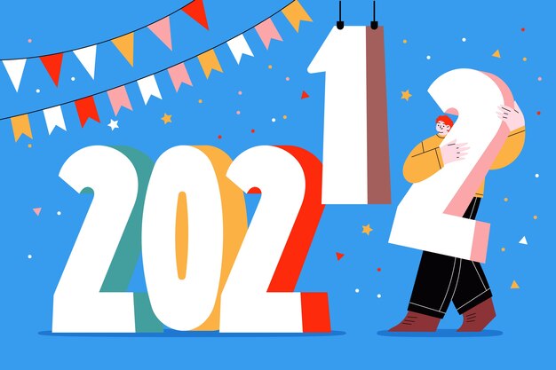 Ręcznie rysowane ilustracja płaski zmieniający rok
