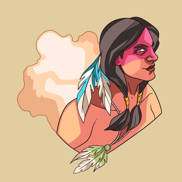 Bezpłatny wektor ręcznie rysowane ilustracja portret apache