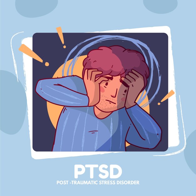Ręcznie rysowane ilustracja ptsd