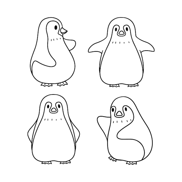 Ręcznie rysowane ilustracja rysunek pingwina