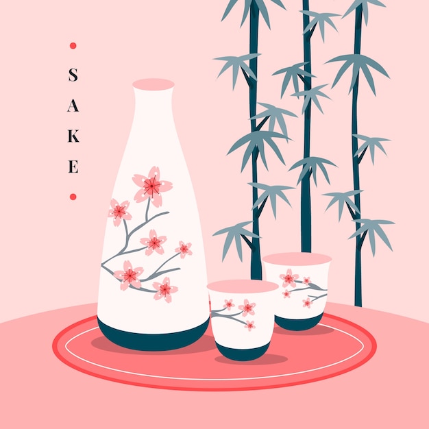 Ręcznie Rysowane Ilustracja Sake