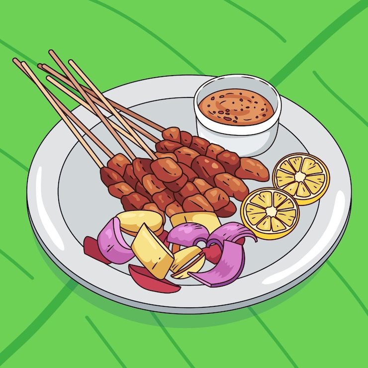 Bezpłatny plik Wektor ręcznie rysowane ilustracja satay