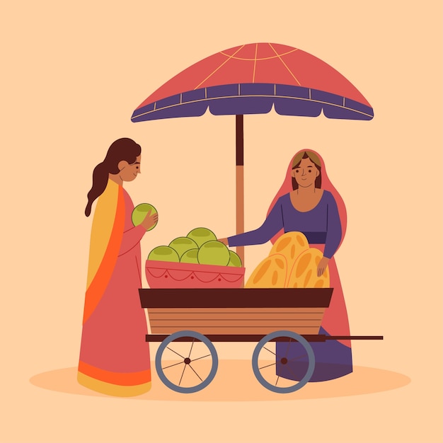 Bezpłatny wektor ręcznie rysowane ilustracja stylu życia w indiach