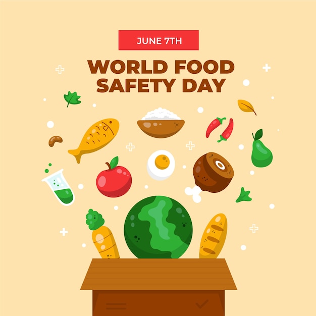 Bezpłatny wektor ręcznie rysowane ilustracja światowego dnia bezpieczeństwa żywności