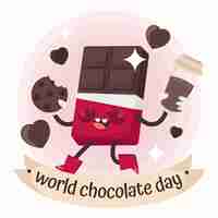 Bezpłatny wektor ręcznie rysowane ilustracja światowego dnia czekolady z czekoladą