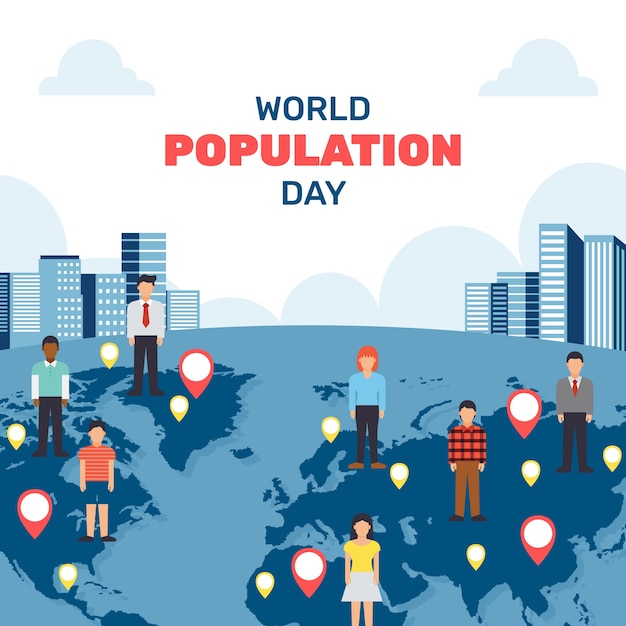 Bezpłatny wektor ręcznie rysowane ilustracja światowego dnia ludności