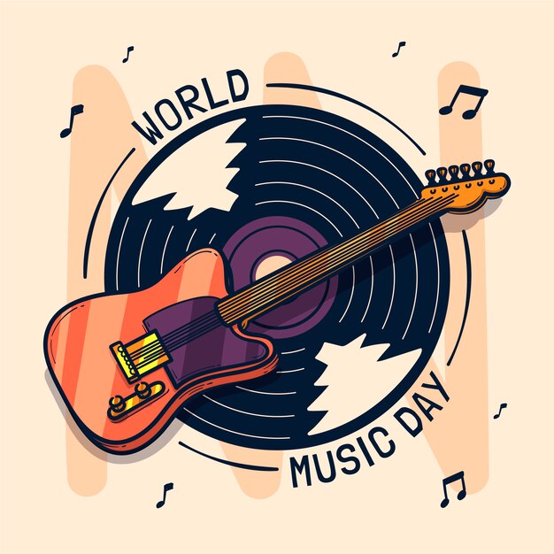 Ręcznie rysowane ilustracja światowego dnia muzyki