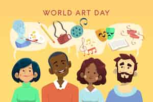Bezpłatny wektor ręcznie rysowane ilustracja światowego dnia sztuki