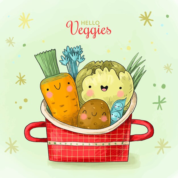 Ręcznie rysowane ilustracja światowego dnia wegetariańskiego