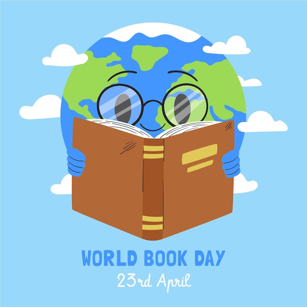 Bezpłatny wektor ręcznie rysowane ilustracja światowy dzień książki