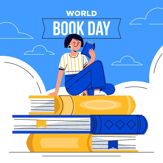 Bezpłatny wektor ręcznie rysowane ilustracja światowy dzień książki