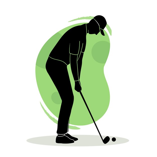 Ręcznie rysowane ilustracja sylwetka golfisty