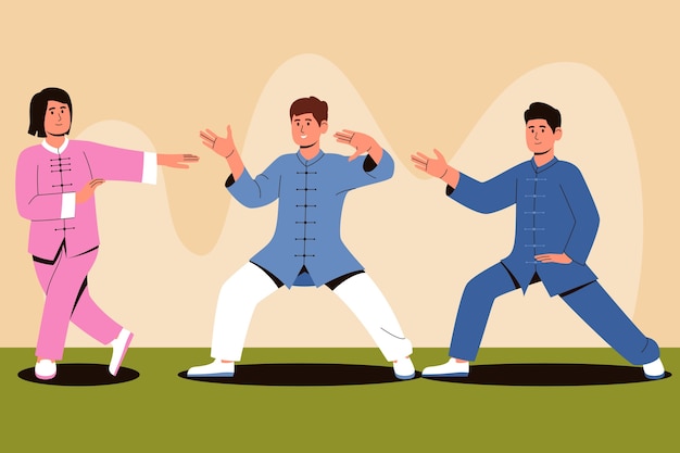 Bezpłatny wektor ręcznie rysowane ilustracja tai chi