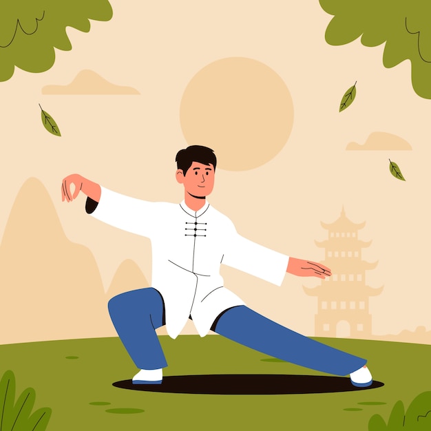 Bezpłatny wektor ręcznie rysowane ilustracja tai chi