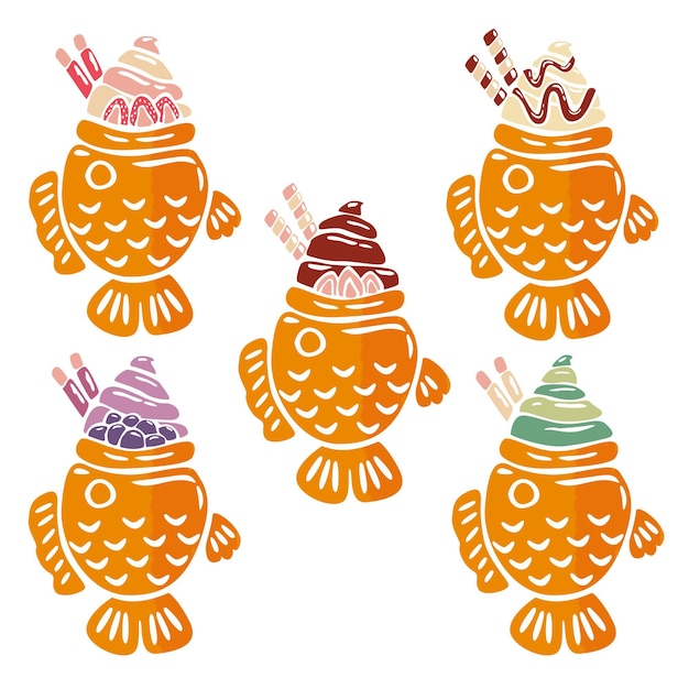 Bezpłatny wektor ręcznie rysowane ilustracja taiyaki