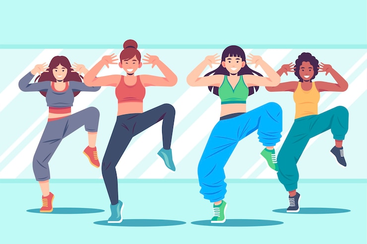 Bezpłatny plik Wektor ręcznie rysowane ilustracja tańca fitness klasy