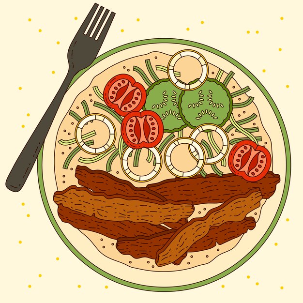 Ręcznie rysowane ilustracja tureckiego jedzenia