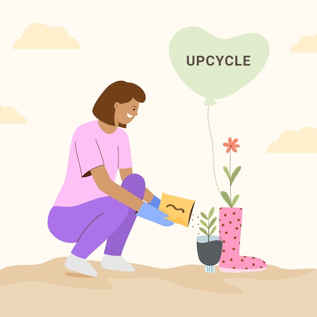 Ręcznie Rysowane Ilustracja Upcycle