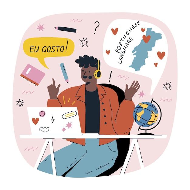 Bezpłatny wektor ręcznie rysowane ilustracja w języku portugalskim