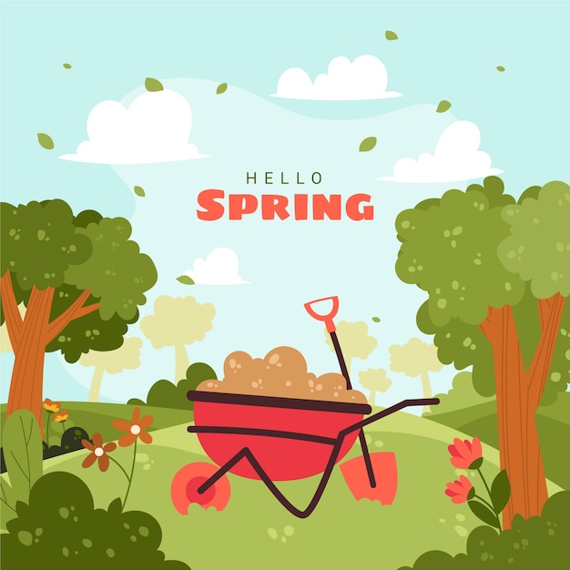 Bezpłatny wektor ręcznie rysowane ilustracja wiosna