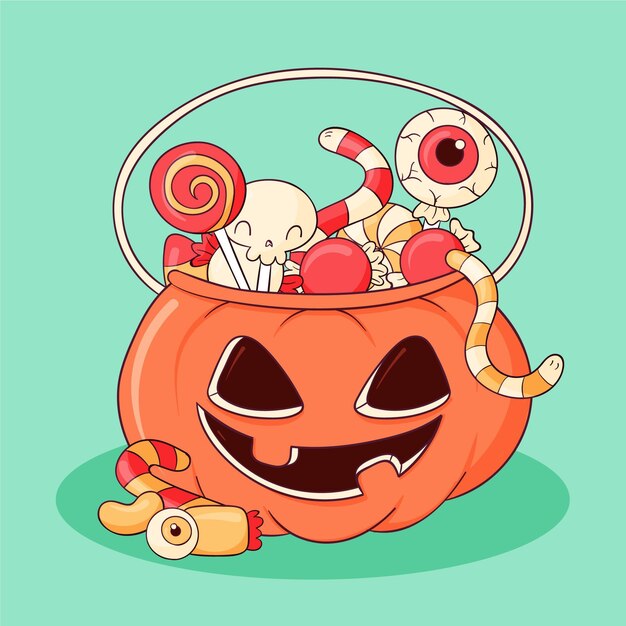 Ręcznie rysowane ilustracja worek halloween