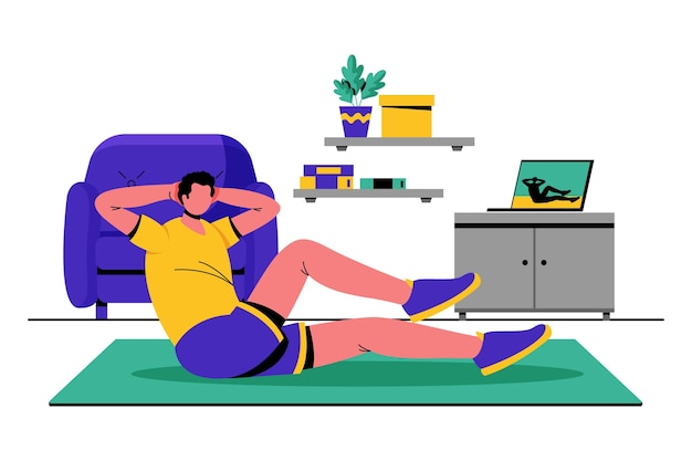 Bezpłatny wektor ręcznie rysowane ilustracja zajęcia sportowe online