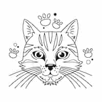 Bezpłatny wektor ręcznie rysowane ilustracja zarys twarzy kota