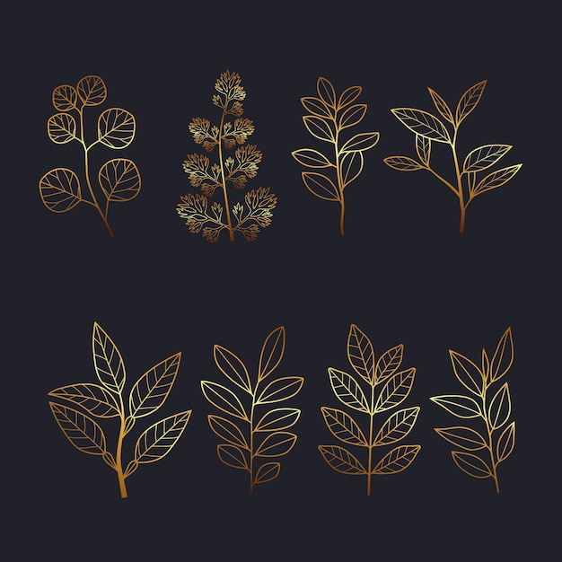 Bezpłatny wektor ręcznie rysowane ilustracja złotych liści