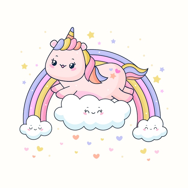 Ręcznie rysowane ilustracja zwierząt kawaii