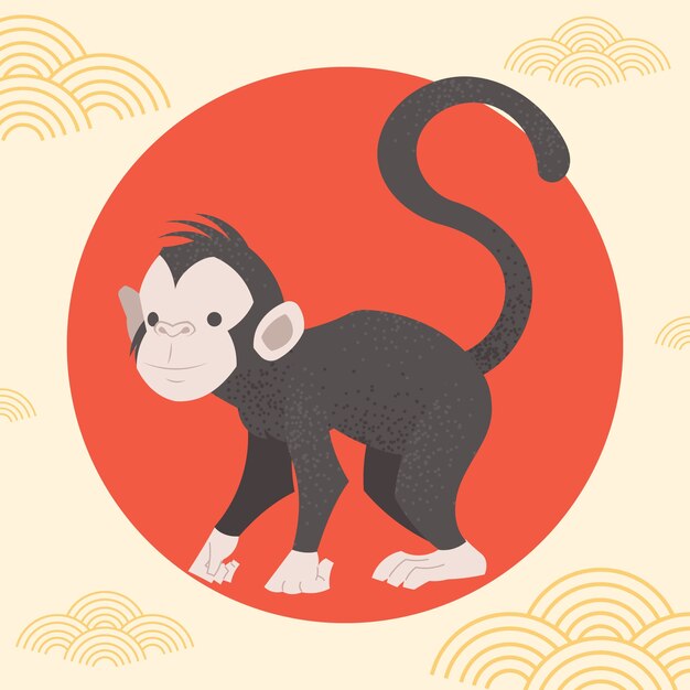Ręcznie rysowane ilustracja zwierząt zodiaku chińskiego