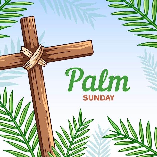 Bezpłatny wektor ręcznie rysowane ilustracji niedziela palmowa