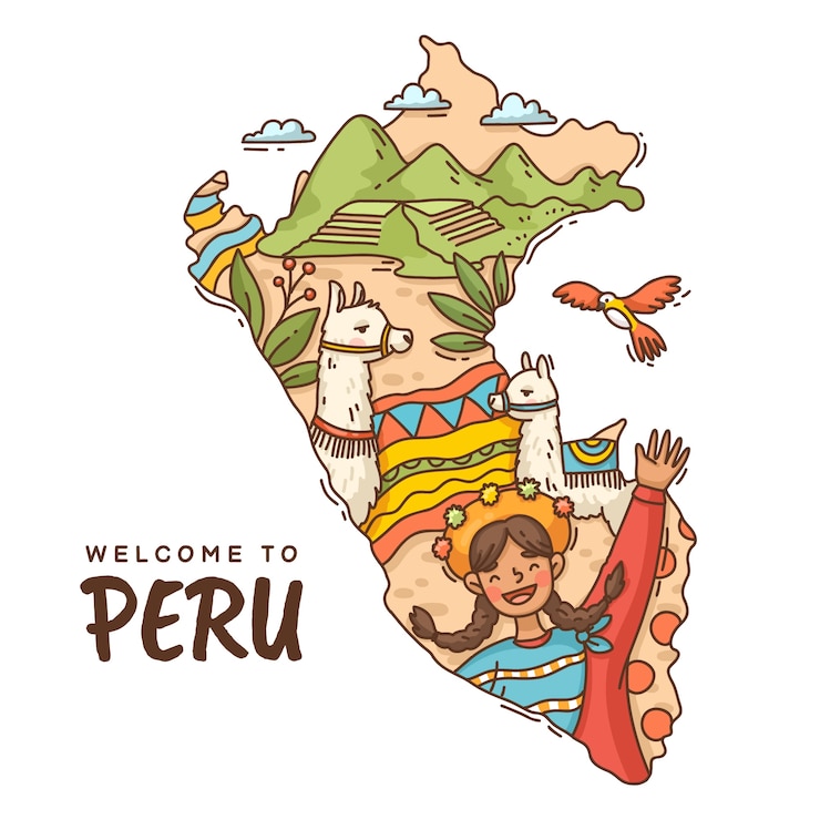 Bezpłatny plik Wektor ręcznie rysowane ilustracji peru