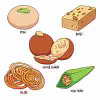 Bezpłatny wektor ręcznie rysowane indyjska słodka kolekcja