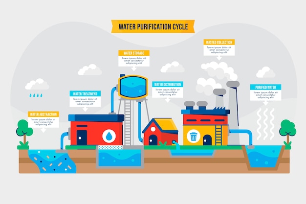 Ręcznie Rysowane Infografika Oczyszczania Wody