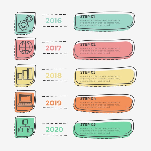 Ręcznie Rysowane Infografikę Osi Czasu