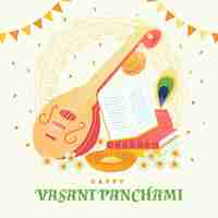 Bezpłatny wektor ręcznie rysowane instrument muzyczny vasant panchami