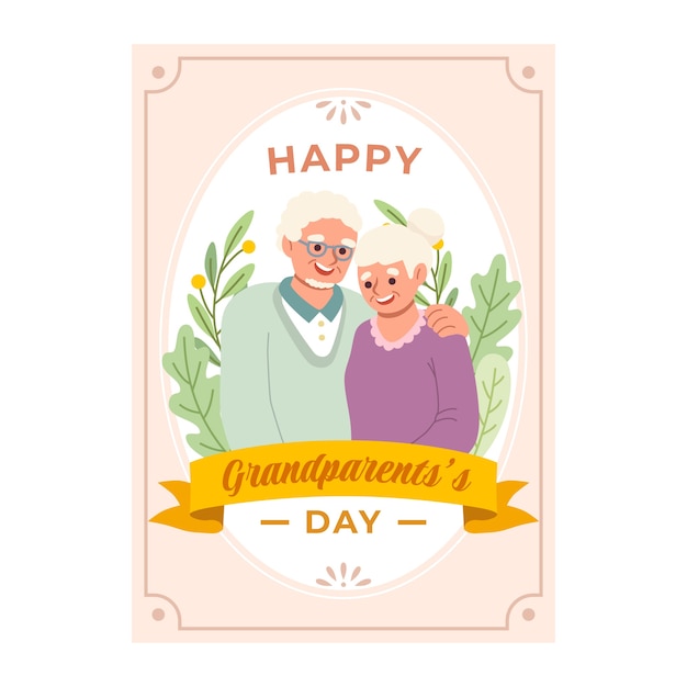 Bezpłatny wektor ręcznie rysowane kartkę z życzeniami na dzień babci i dziadka
