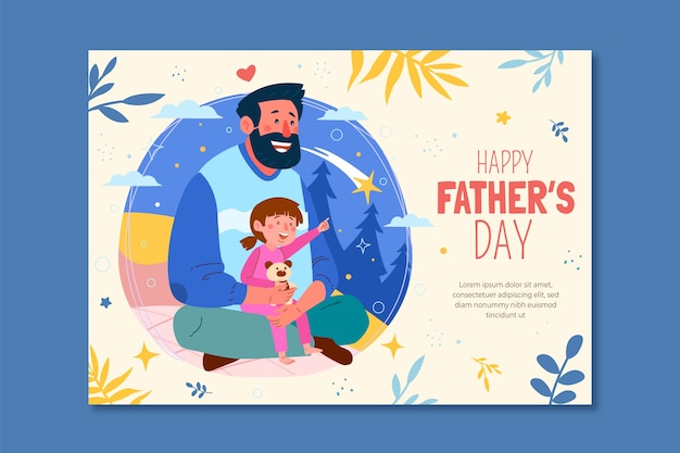 Ręcznie Rysowane Kartkę Z życzeniami Na Dzień Ojca
