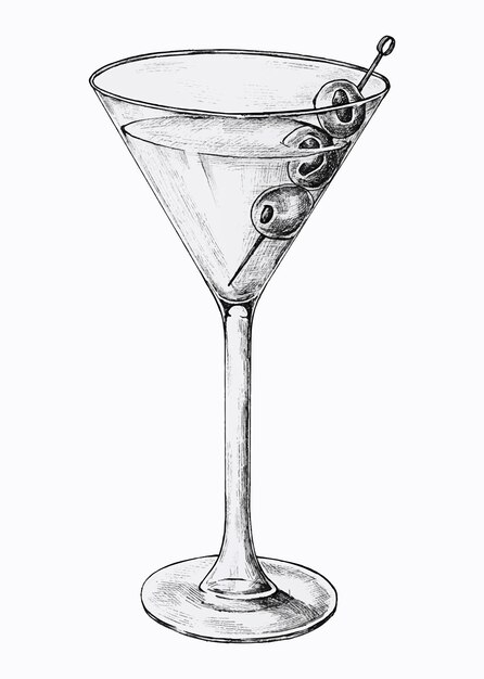 Ręcznie rysowane kieliszek koktajlu martini