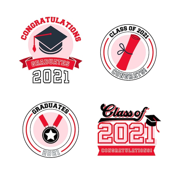 Bezpłatny wektor ręcznie rysowane klasa kolekcji odznak 2021