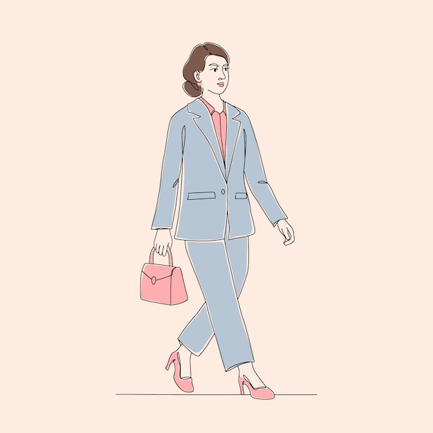 Ręcznie rysowane kobieta spaceru rysunek ilustracja