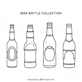 Ręcznie rysowane kolekcja butelki piwa