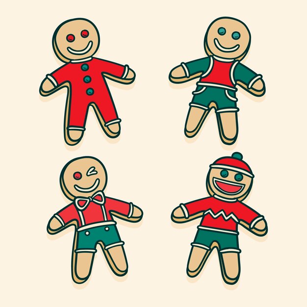 Ręcznie rysowane kolekcja cookie piernika