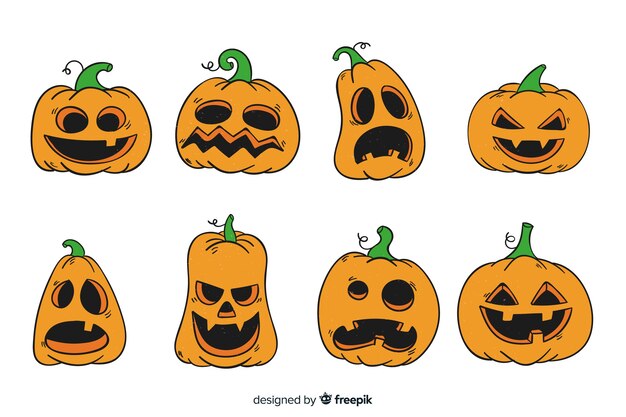 Ręcznie rysowane kolekcja dyni halloween