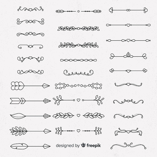 Bezpłatny wektor ręcznie rysowane kolekcja dzielnik ornamentu