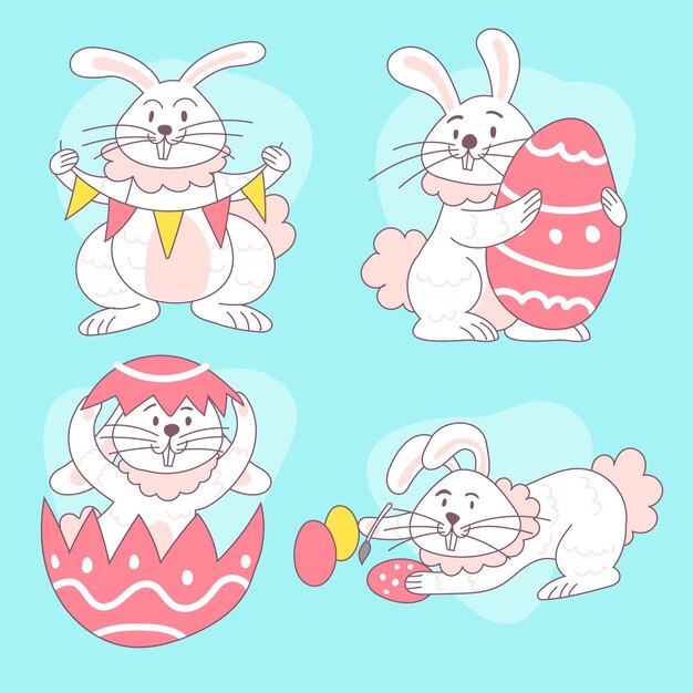 Ręcznie rysowane kolekcja easter bunny